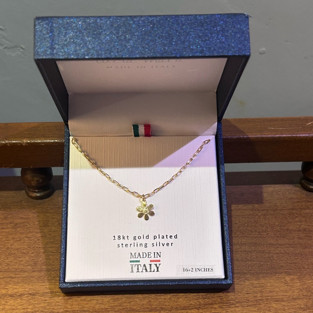 LUCIA MARA Made In Italy 18kt Gold Plated Sterling Silver Daisy Necklace NWTS - Picture 5 of 8